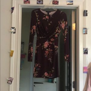 Deep burgundy floral print  dress